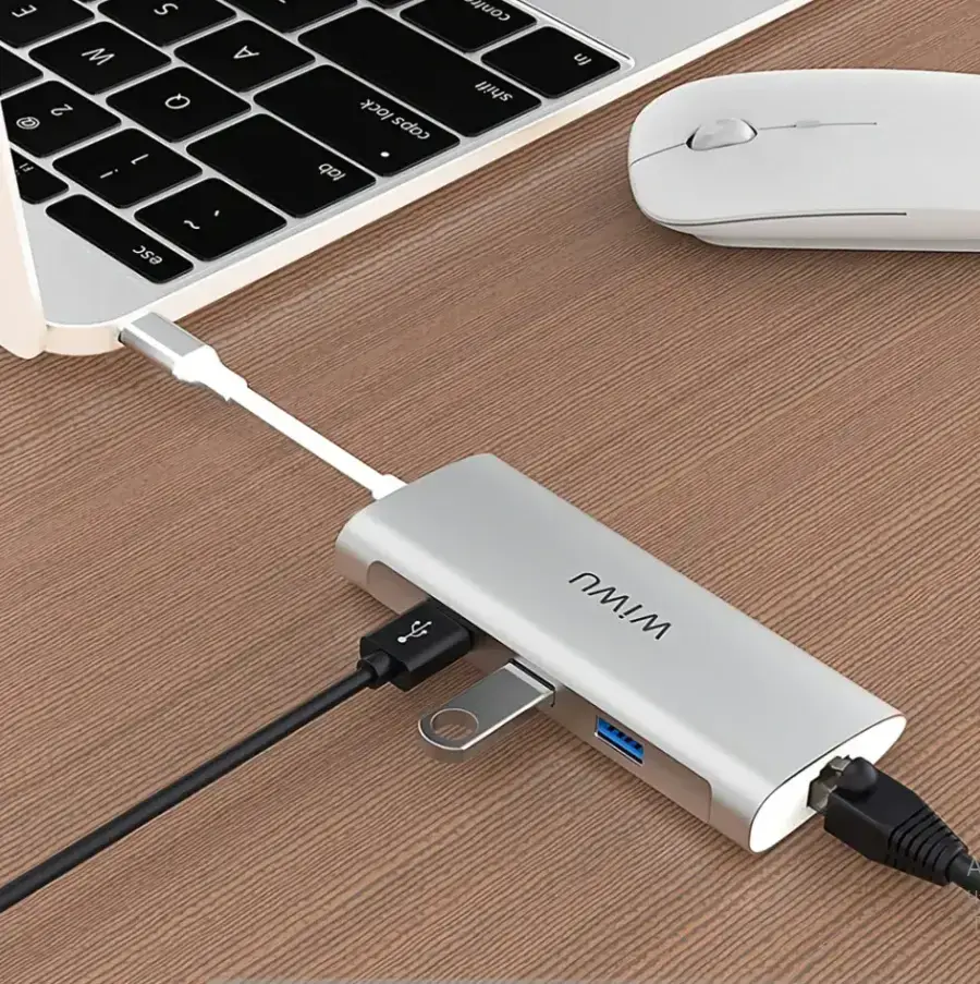 Адаптер WIWU [631STR] Alpha 6in1 Type-C to 3xUSB3.0+RJ45+SD/Micro SD