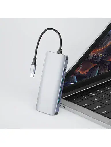 Адаптер WIWU [A12] Alpha 12in1 Type-C to USB-C+3xUSB3.0+3xUSB2.0+SD/Micro SD+HDMI+RJ45+3.5mm