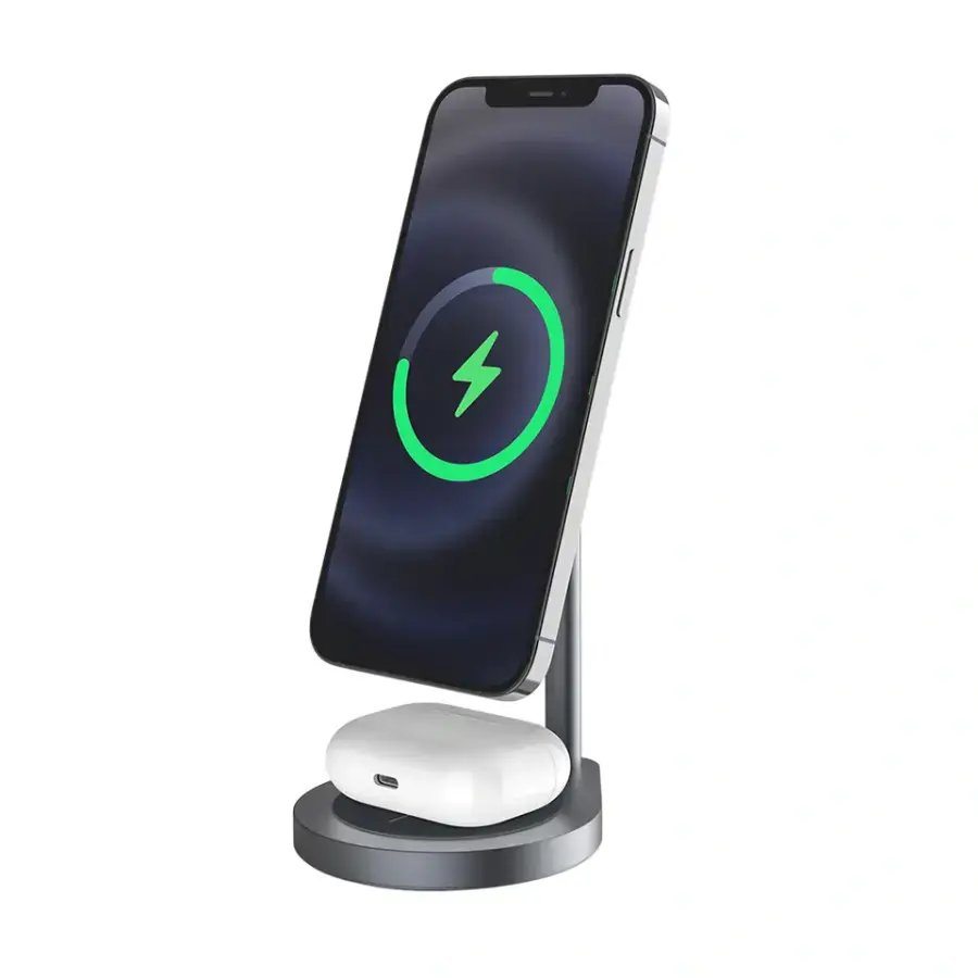 Бездротовий зарядний пристрій WIWU Power Air 2 in 1 Wireless Charger 15W - Space Gray (X25)
