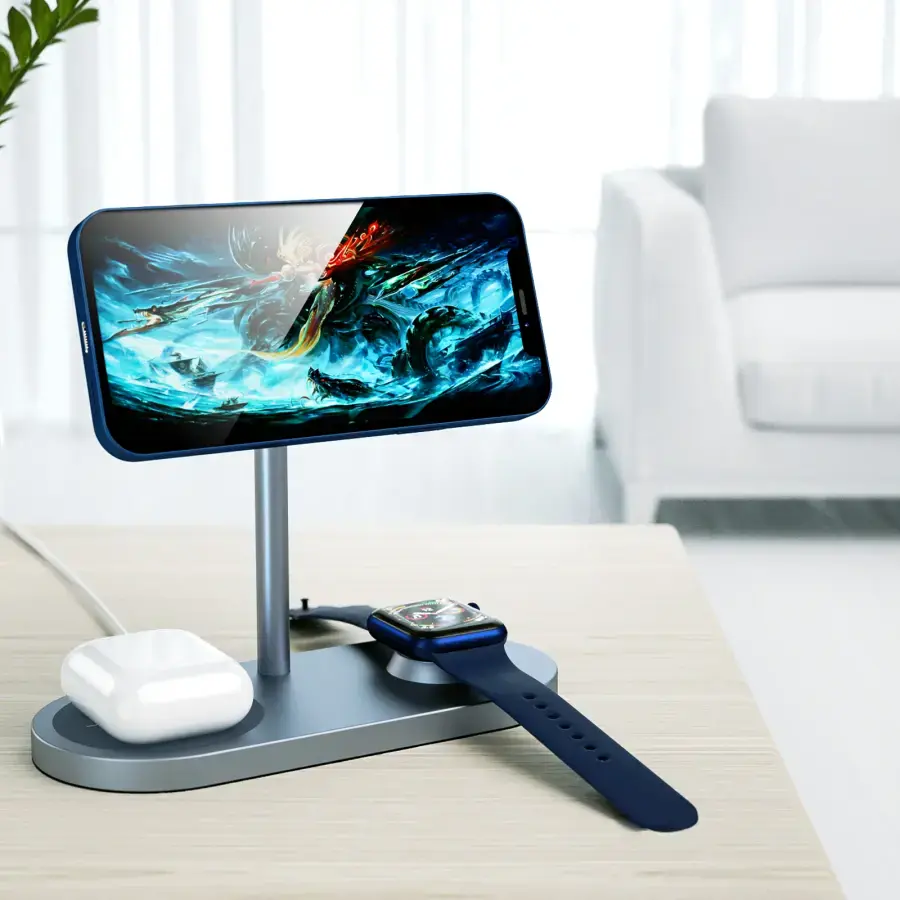 Бездротовий зарядний пристрій WiWU Power Air X23 Wireless 3-in-1 Charger Station - Space Gray
