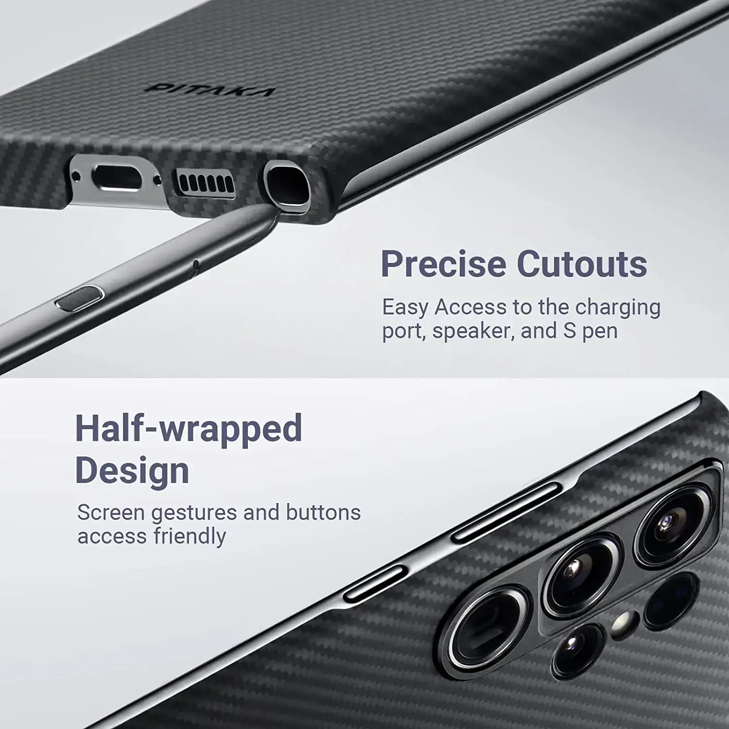 Чехол Pitaka MagEZ Case 3 Twill for Samsung Galaxy S23 Ultra - Black/Grey (KS2301U)