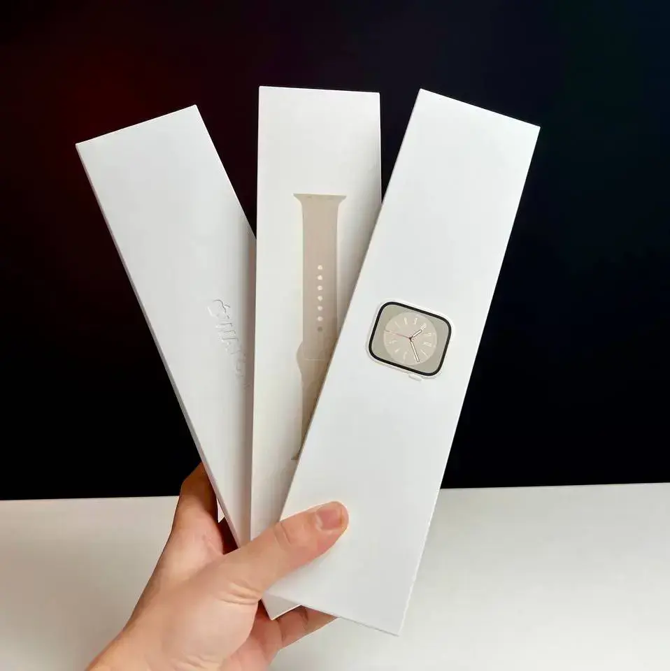 ⏰OPEN BOX Apple Watch Series 8 GPS 41mm Starlight Aluminum Case with Starlight Sport Band - Regular (MNP63)