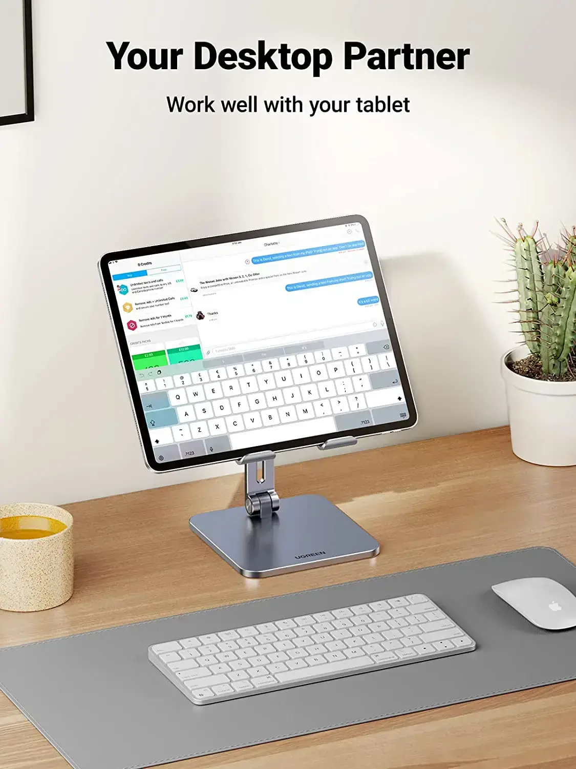 Подставка для планшета Ugreen Desktop Metal Holder For Tablet - Grey