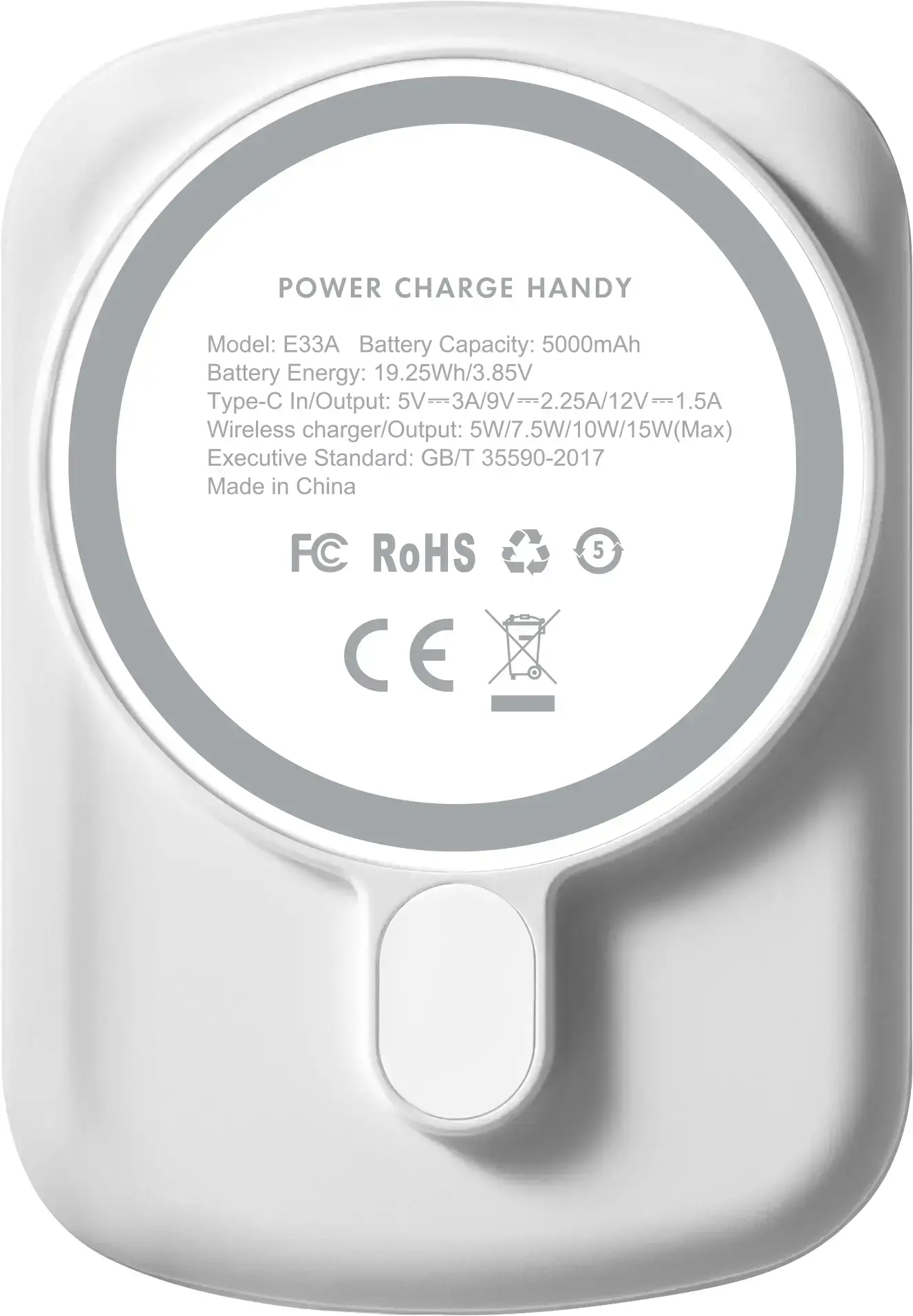 Портативний зарядний пристрій LAUT Power Charge Handy with MagSafe Power Bank 5000mAh - White (L_PCH_WM)