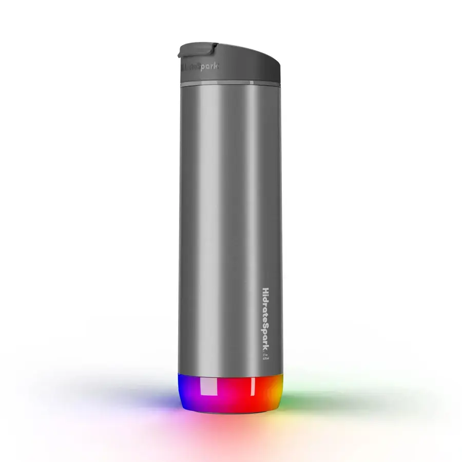 Розумна пляшка для води та гарячих напоїв HidrateSpark PRO Flip Lid 21 oz/620ml - Brushed Stainless Steel