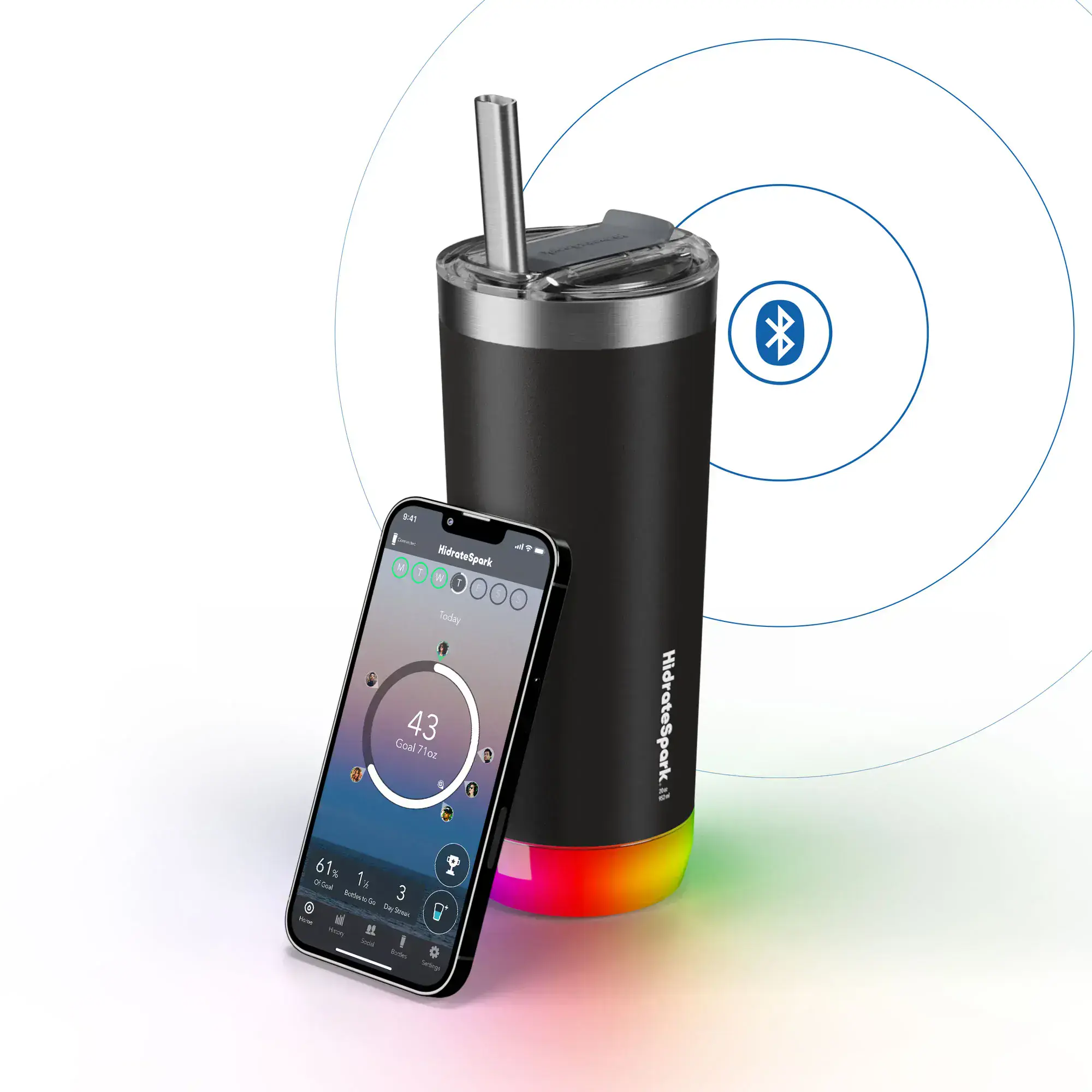 Розумний стакан для води та гарячих напоїв HidrateSpark PRO Smart Tumbler 20 oz/592 ml - Black (HI-011-002)