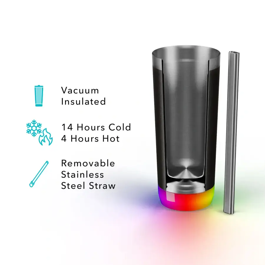 Розумний стакан для води та гарячих напоїв HidrateSpark PRO Smart Tumbler 20 oz/592 ml - Black (HI-011-002)