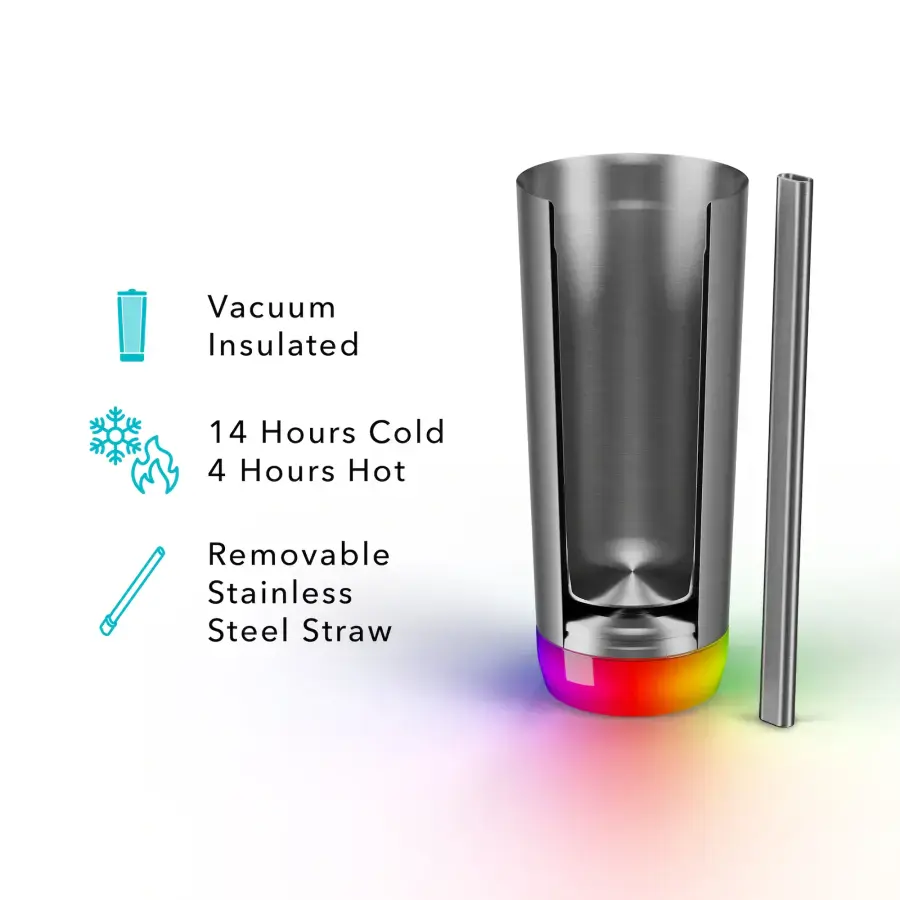 Розумний стакан HidrateSpark PRO Stainless Steel Smart Tumbler 20 oz/592ml - Brushed Stainless Steel (HI-011-001)