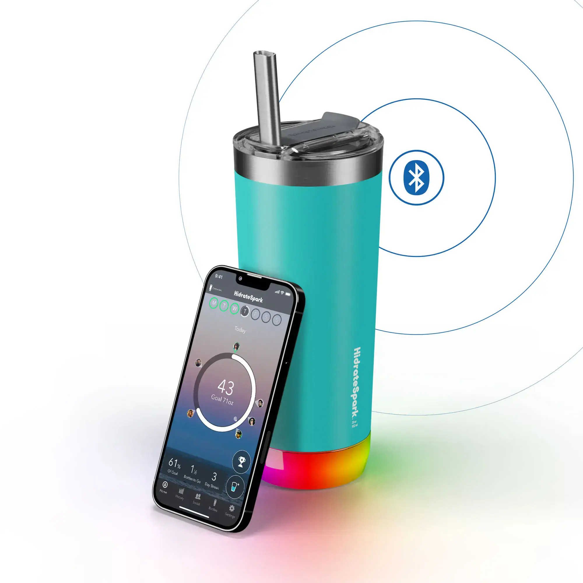 Розумний стакан HidrateSpark PRO Stainless Steel Smart Tumbler 20 oz/592ml - Sea Glass (HI-011-003)