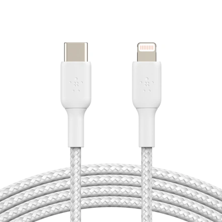 Кабель Belkin BoostCharge Braided USB-C to Lightning Cable 2m White (CAA004bt2MWH)