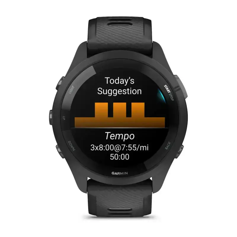 Смарт-годинник Garmin Forerunner 265 Black Bezel and Case w. Black/Powder Gray Silicone Band (010-02810-00/10)