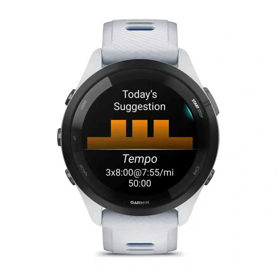 Смарт-годинник Garmin Forerunner 265 Black Bezel w. Whitestone Case and Whitestone/Tidal Blue S. Band (010-02810-01/11)