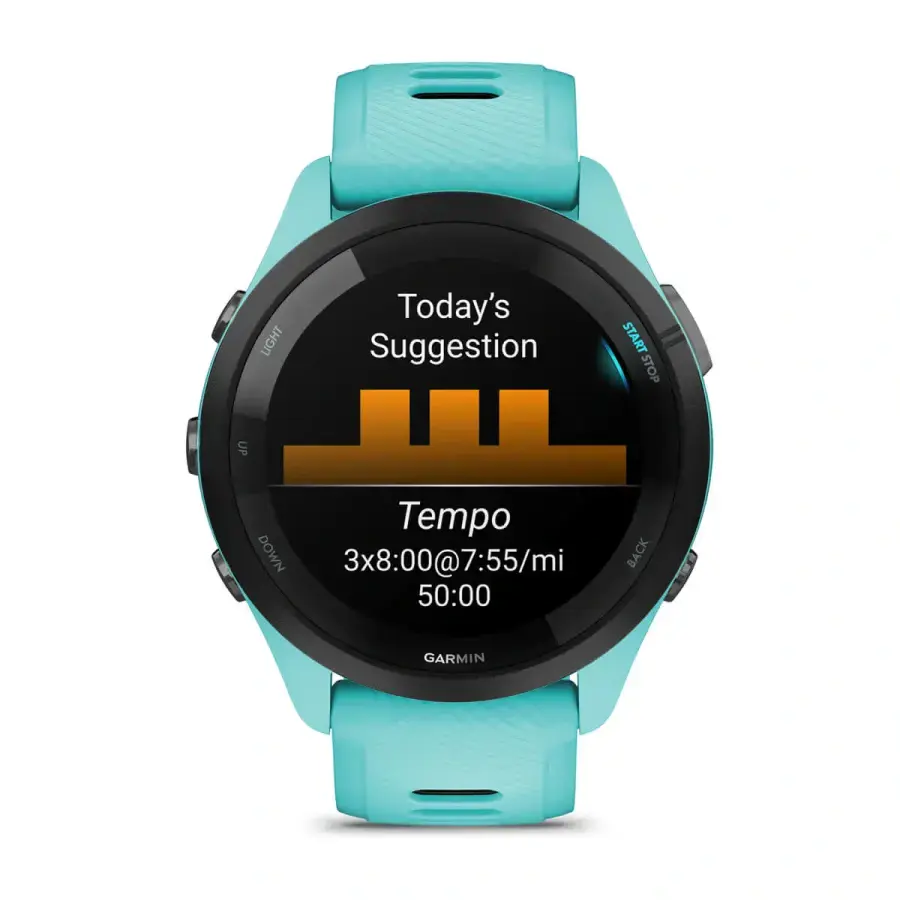 Смарт-годинник Garmin Forerunner 265 Black Bezel with Aqua Case and Aqua/Black Silicone Band (010-02810-02)