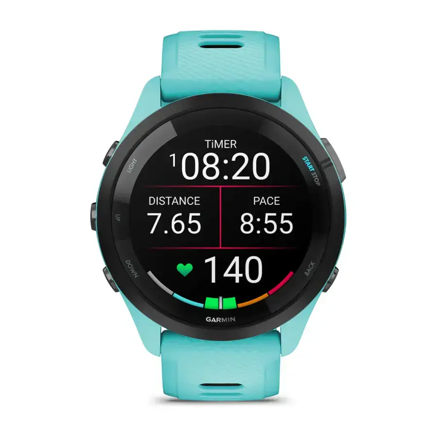 Смарт-годинник Garmin Forerunner 265 Black Bezel with Aqua Case and Aqua/Black Silicone Band (010-02810-02)