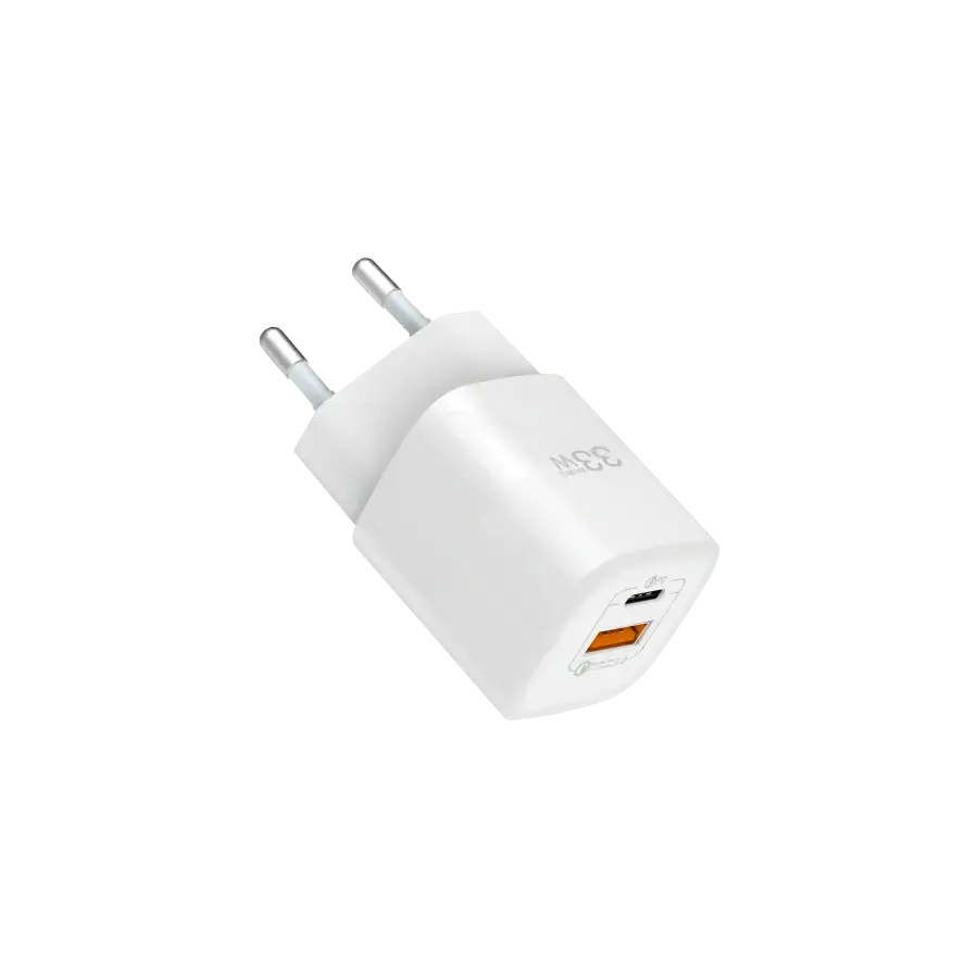 Зарядний пристрій WIWU GaN Fast Charger USB+USB-C PD+QC 33W White (RY-U33)