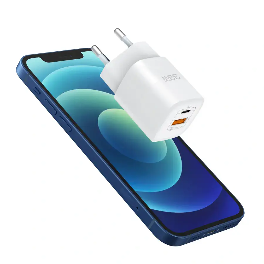 Зарядний пристрій WIWU GaN Fast Charger USB+USB-C PD+QC 33W White (RY-U33)
