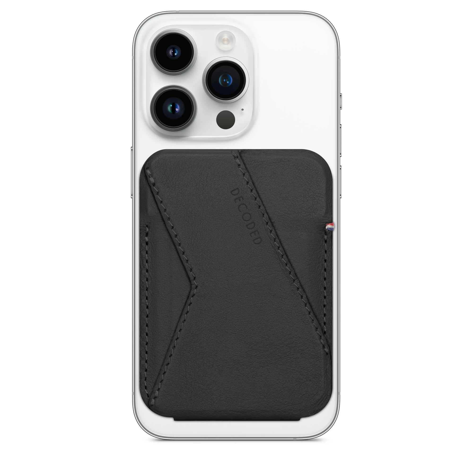 Чохол-гаманець з підставкою Decoded Leather Card Sleeve Stand Black with MagSafe (DA23MCS1BK, HQD62)