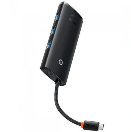 Мультипортовий адаптер Baseus Lite Series USB-C Hub 5-in-1 0.2m Black (WKQX040001)