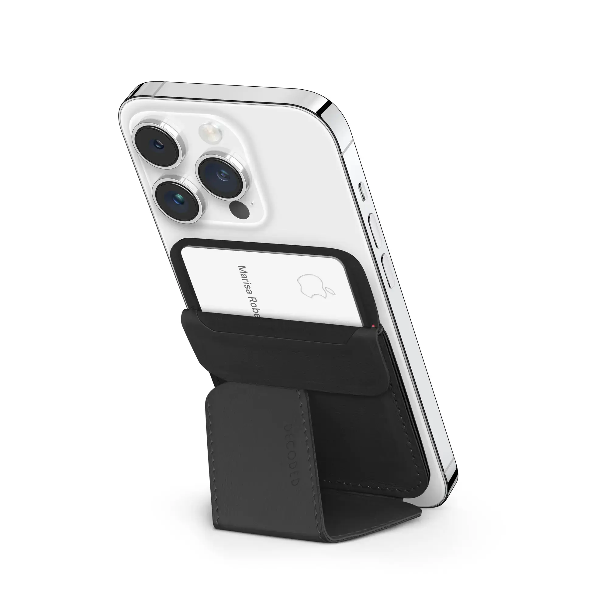 Чохол-гаманець з підставкою Decoded Leather Card Sleeve Stand Black with MagSafe (DA23MCS1BK, HQD62)