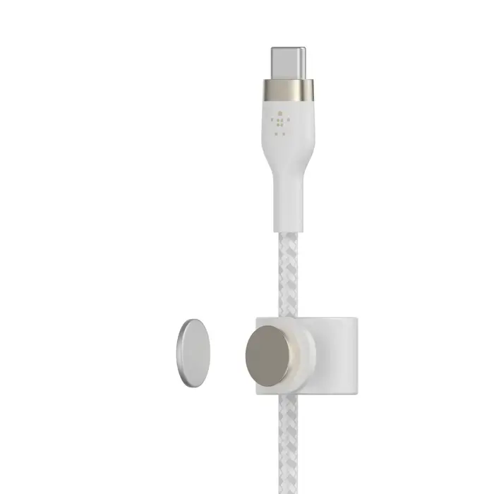 Кабель с ремешком на магните Belkin BoostCharge Pro Flex USB-C/USB-C Cable 1m - White (CAB011bt1MWH)