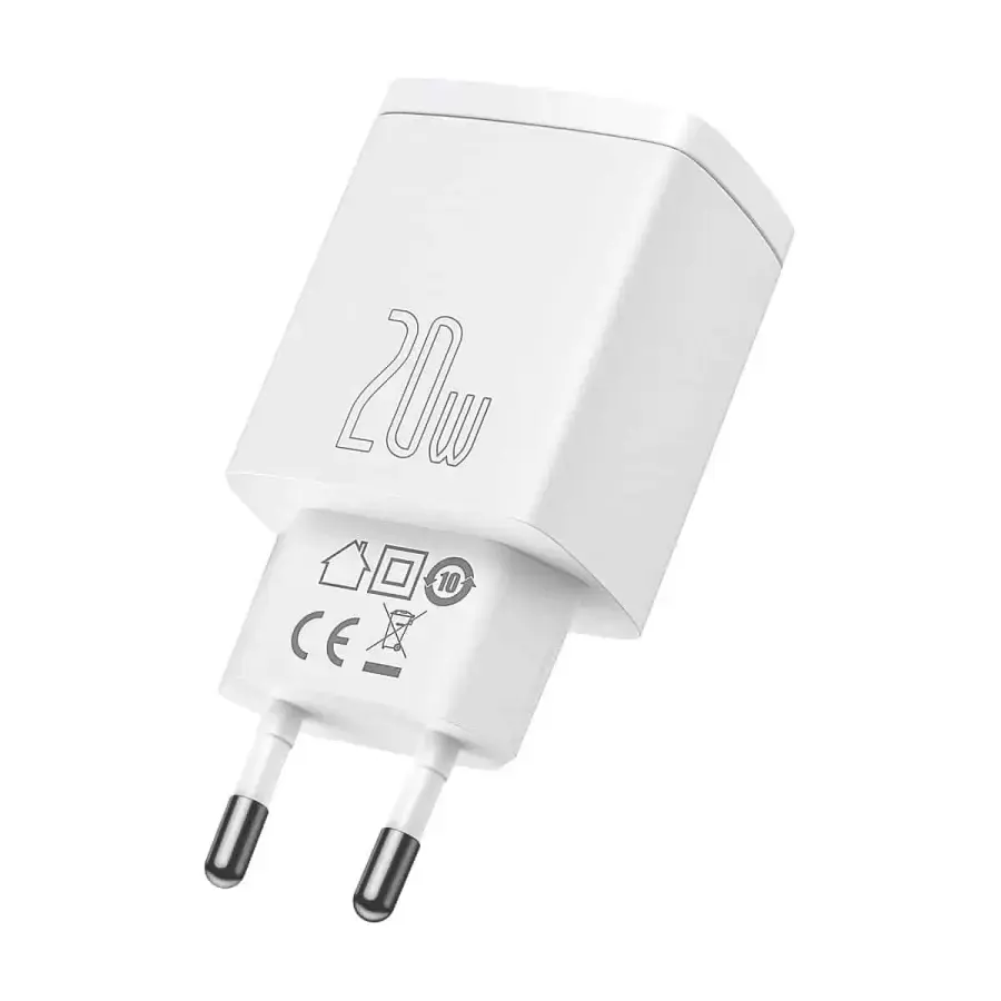 Мережевий зарядний пристрій Baseus Compact Quick Charger U+C 20W White (CCXJ-B02)