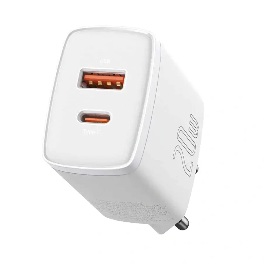 Мережевий зарядний пристрій Baseus Compact Quick Charger U+C 20W White (CCXJ-B02)