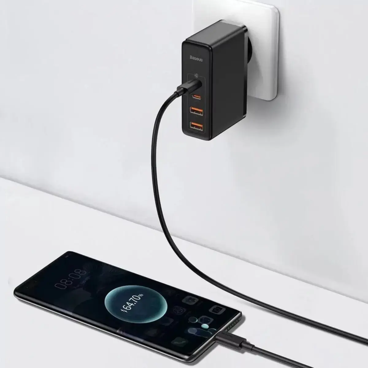 Мережевий зарядний пристрій Baseus GaN2 Pro Q.C 2C + Charger Type-C Cable 100W Black (CCGAN2P-L01)
