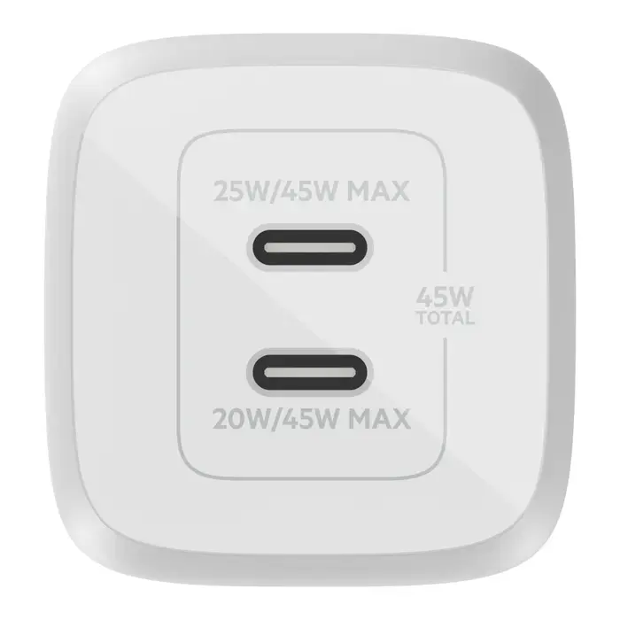 Сетевое зарядное устройство Belkin BoostCharge Pro Dual USB-C GaN Wall Charger with PPS 45W (WCH011vfWH)