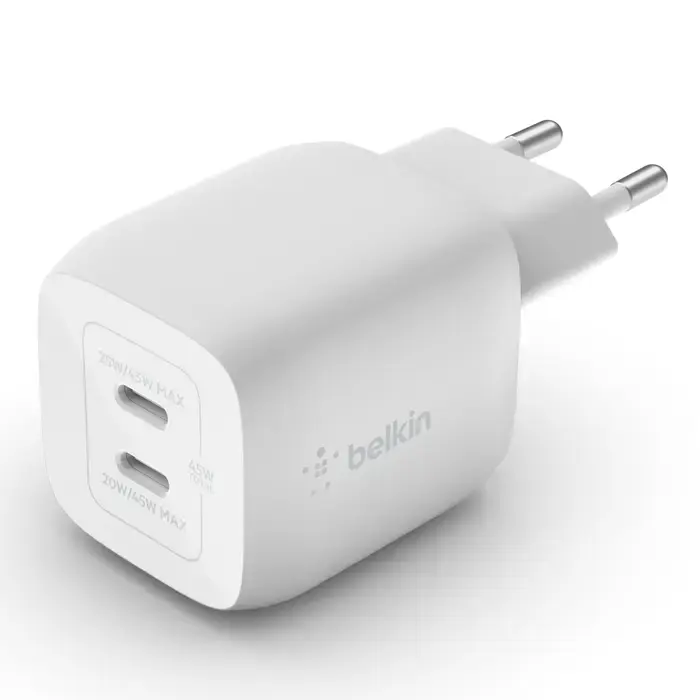 Сетевое зарядное устройство Belkin BoostCharge Pro Dual USB-C GaN Wall Charger with PPS 45W (WCH011vfWH)