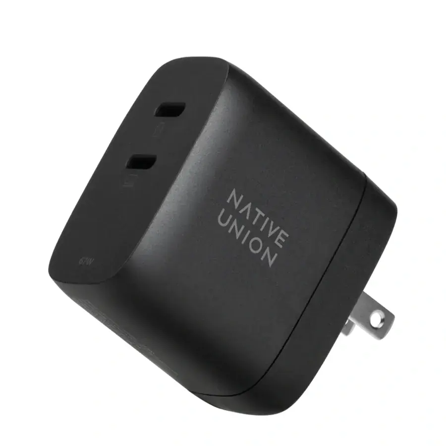 Мережевий зарядний пристрій Native Union Fast GaN Charger PD 67W Dual USB-C Port Black (FAST-PD67-BLK-INT)