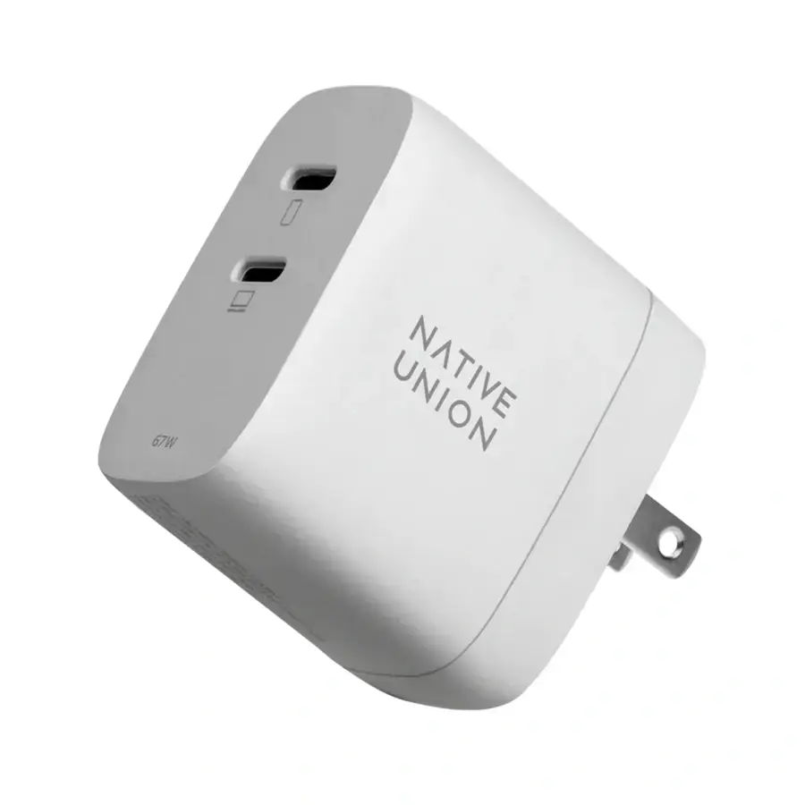 Мережевий зарядний пристрій Native Union Fast GaN Charger PD 67W Dual USB-C Port White (FAST-PD67-WHT-INT)