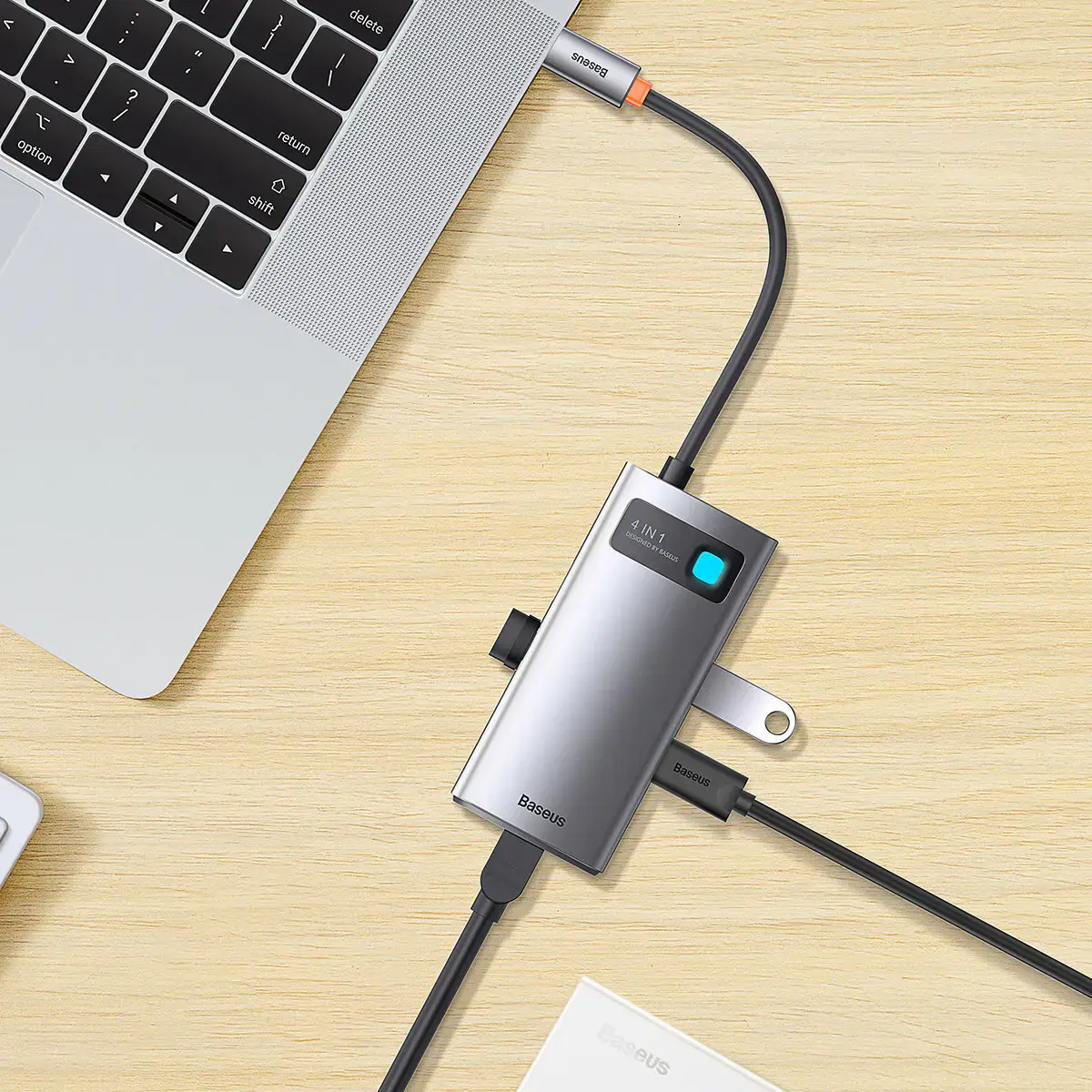 Мультипортовий адаптер Baseus Metal Gleam Series 4-in-1 Multifunctional Type-C Hub Gray (WKWG070113)