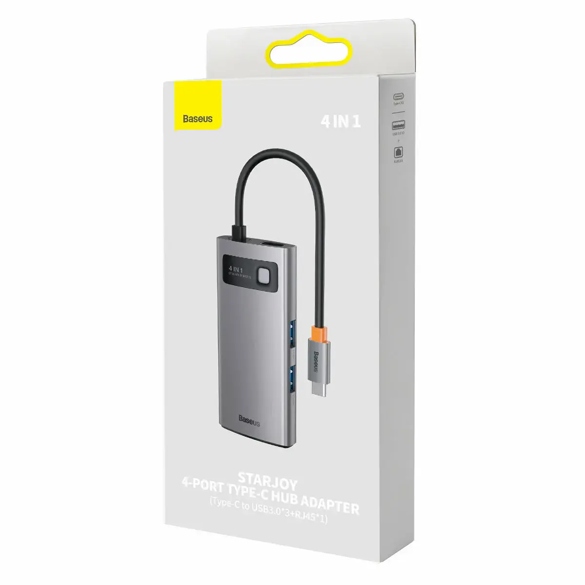 Мультипортовий адаптер Baseus Metal Gleam Series 4-in-1 Multifunctional Type-C Hub Gray (WKWG070113)