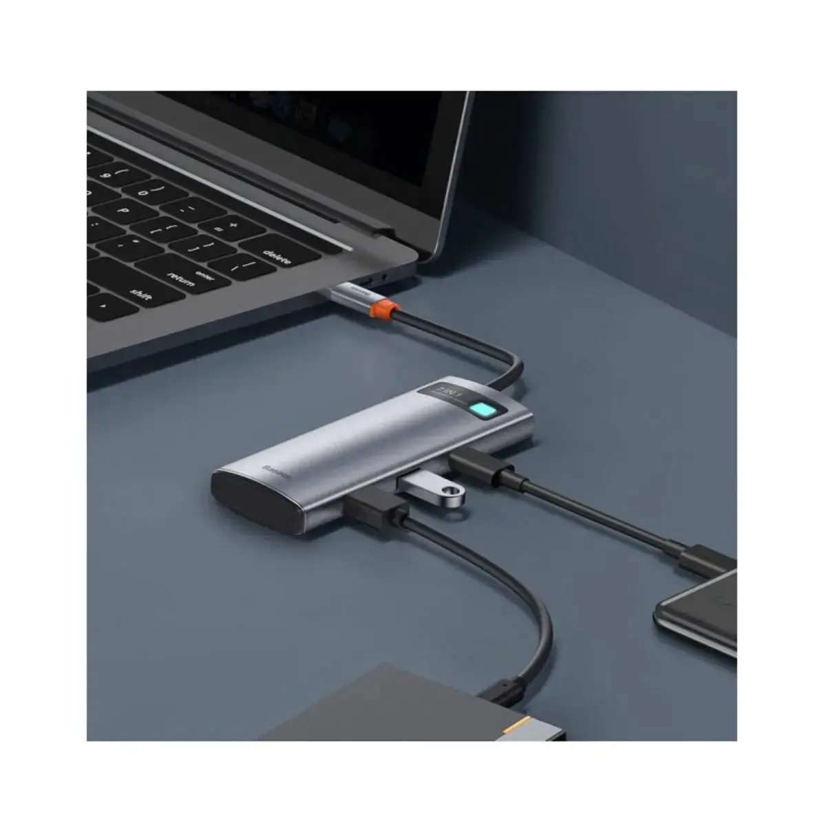 Мультипортовый адаптер Baseus Metal Gleam Series 7-in-1 Multifunctional Type-C HUB Gray (WKWG020113)