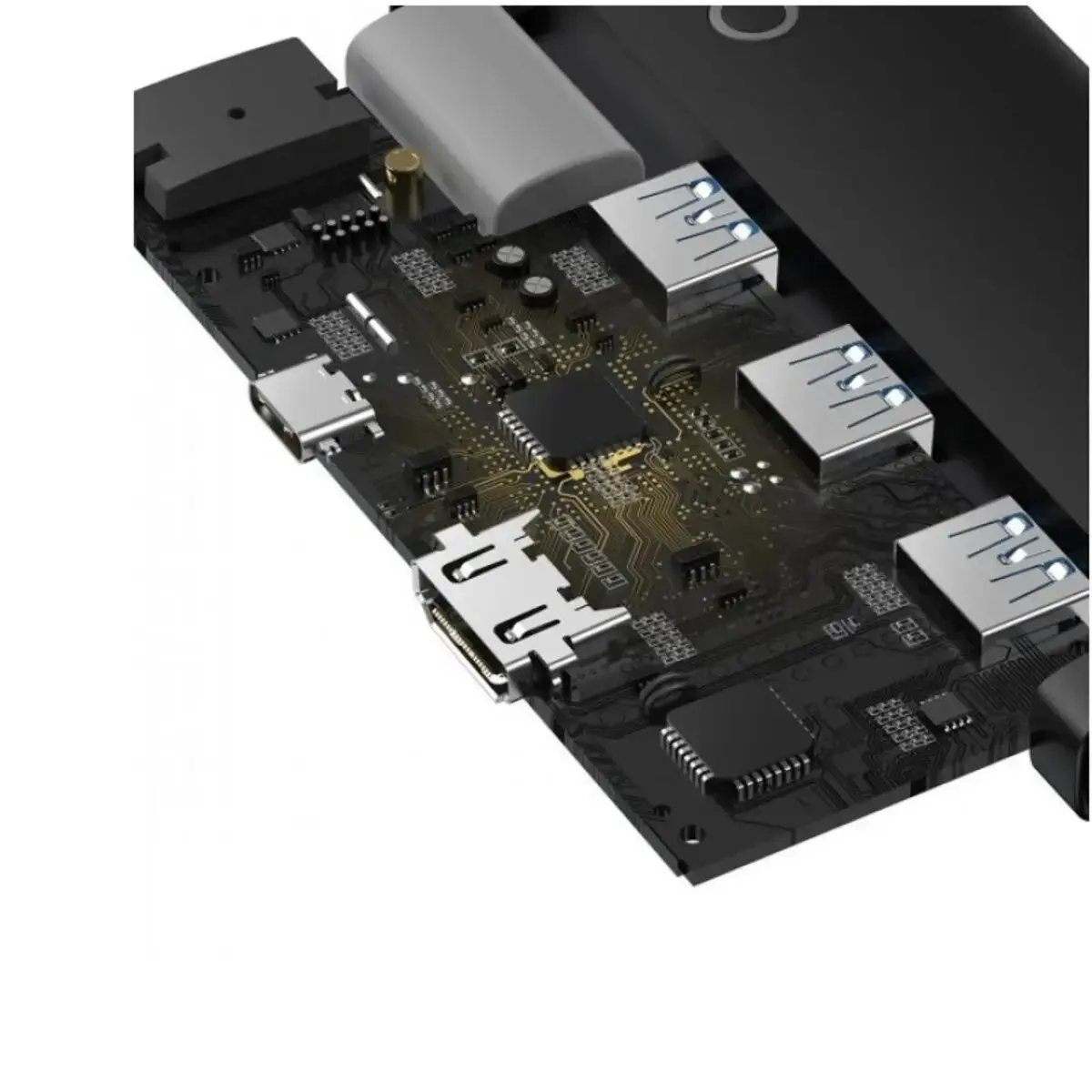 Мультипортовый адаптер Baseus Lite Series USB-C Hub 5-in-1 0.2m Black (WKQX040001)