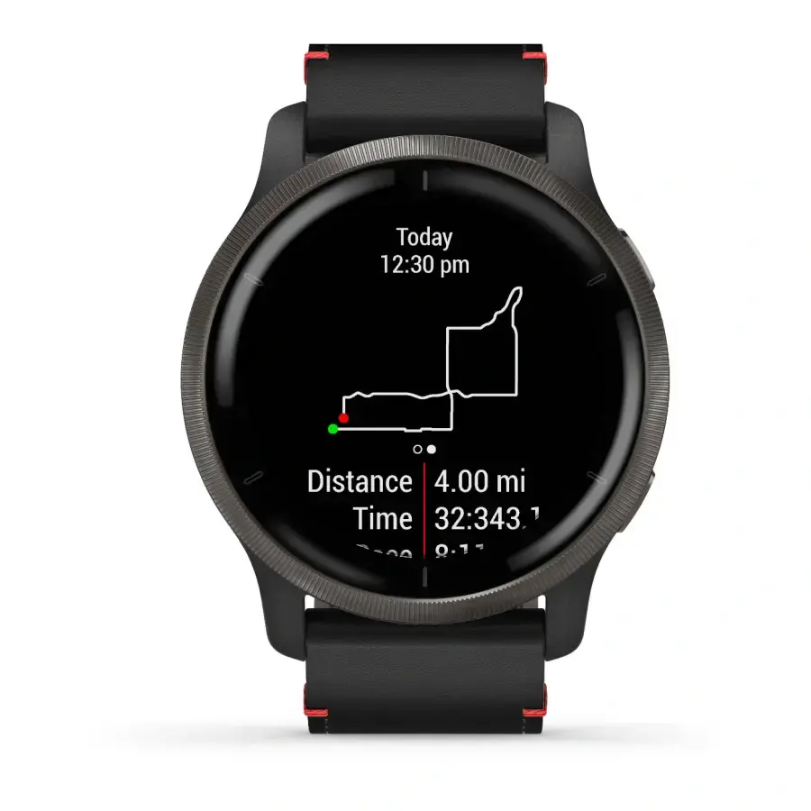 Смарт-годинник Garmin Venu 2 Slate with Black Leather Band (010-02430-21)