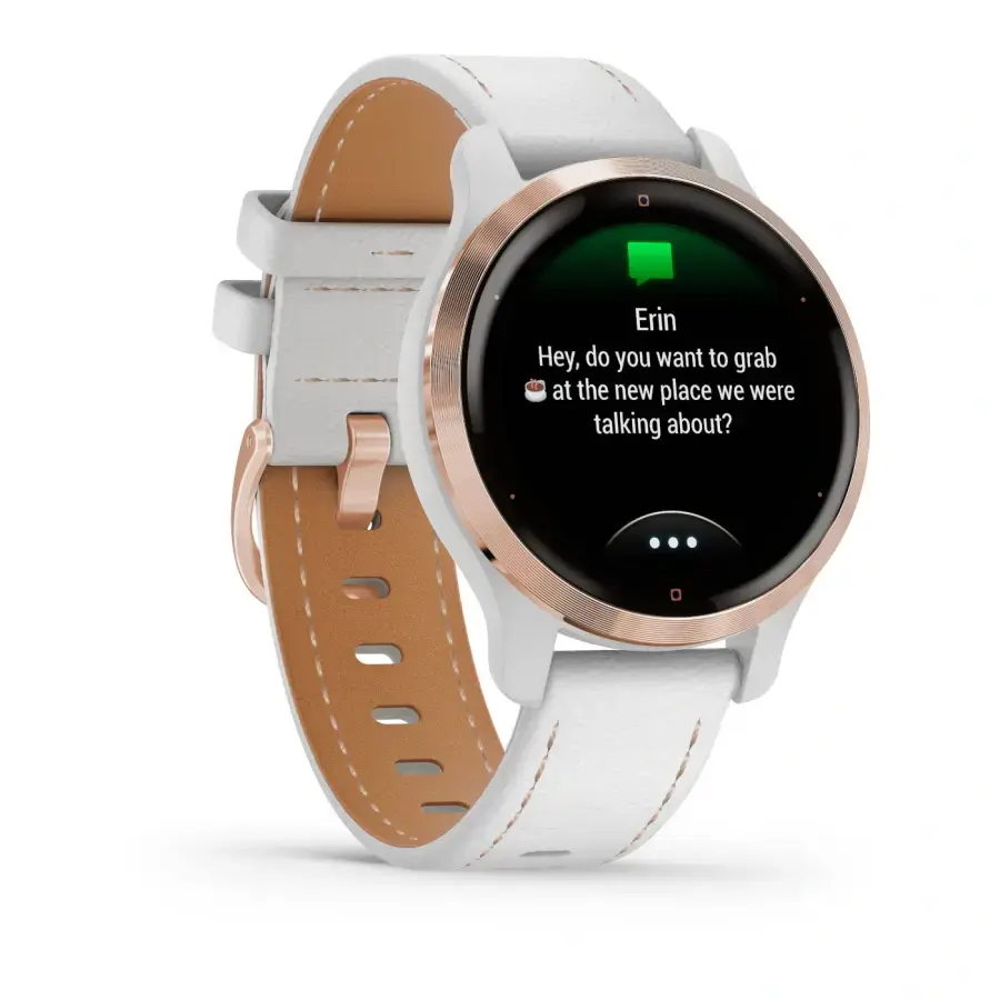 Смарт-годинник Garmin Venu 2S Rose Gold with White Leather Band (010-02429-23)