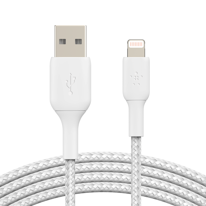 Кабель Belkin BoostCharge Braided Lightning to USB-A Cable 1m White (CAA002bt1MWH)