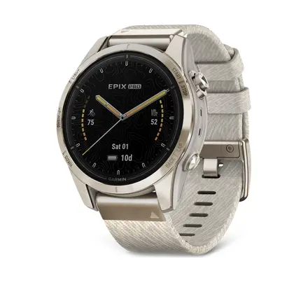 Смарт-часы Garmin Epix Pro (Gen 2) Sapphire Edition | 42 mm Soft Gold with Cream Heathered Nylon Band (010-02802-20)