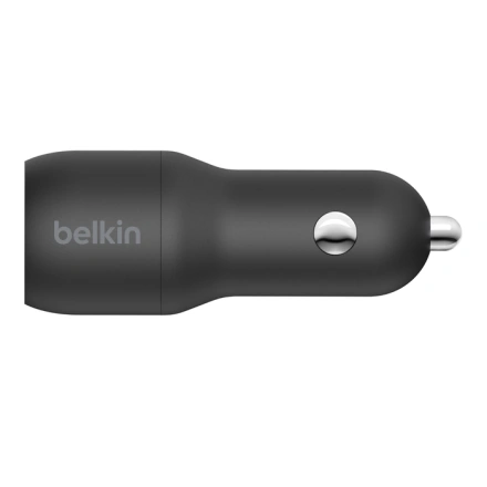 Автомобільное зарядное устройство с кабелем кабелем Belkin BoostCharge Dual USB-A Car Charger 24W + USB-A to USB-C Cable (CCE001bt1MBK)