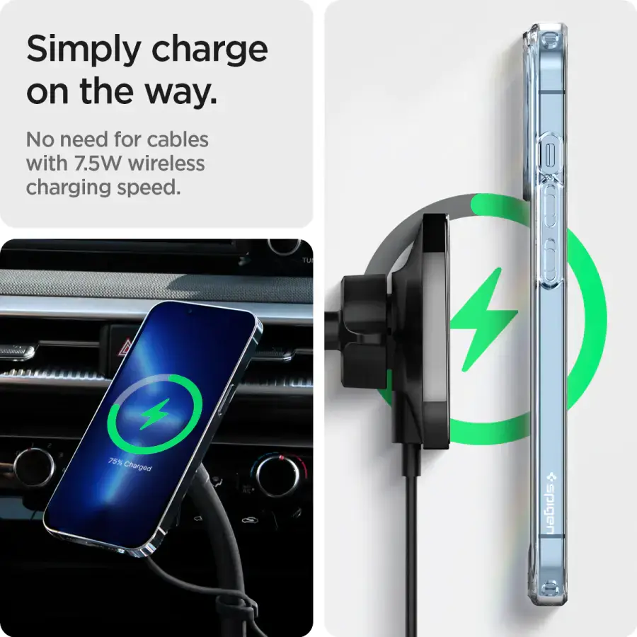 Бездротовий автомобільний зарядний пристрій Spigen OneTap Pro Wireless Car Mount Cup Holder (MagFit) (ACP03810)