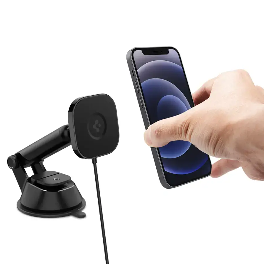 Беспроводное автомобильное зарядное устройство Spigen OneTap Pro Wireless Magnetic Car Charger Dashboard (MagFit) (ACP02616)