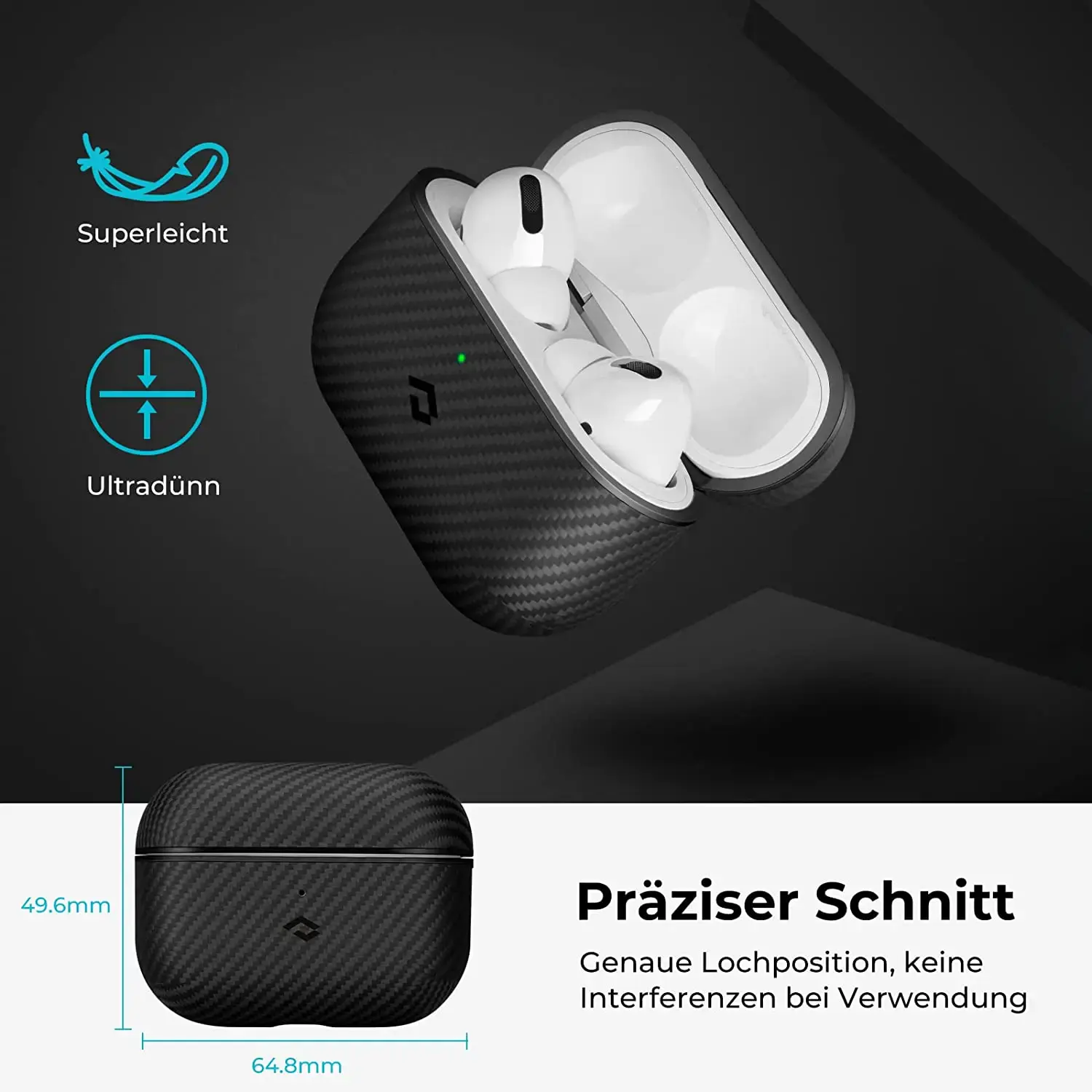 Чехол Pitaka MagEZ Case for Airpods Pro 2nd Gen - Twill Black/Grey (APM7001)