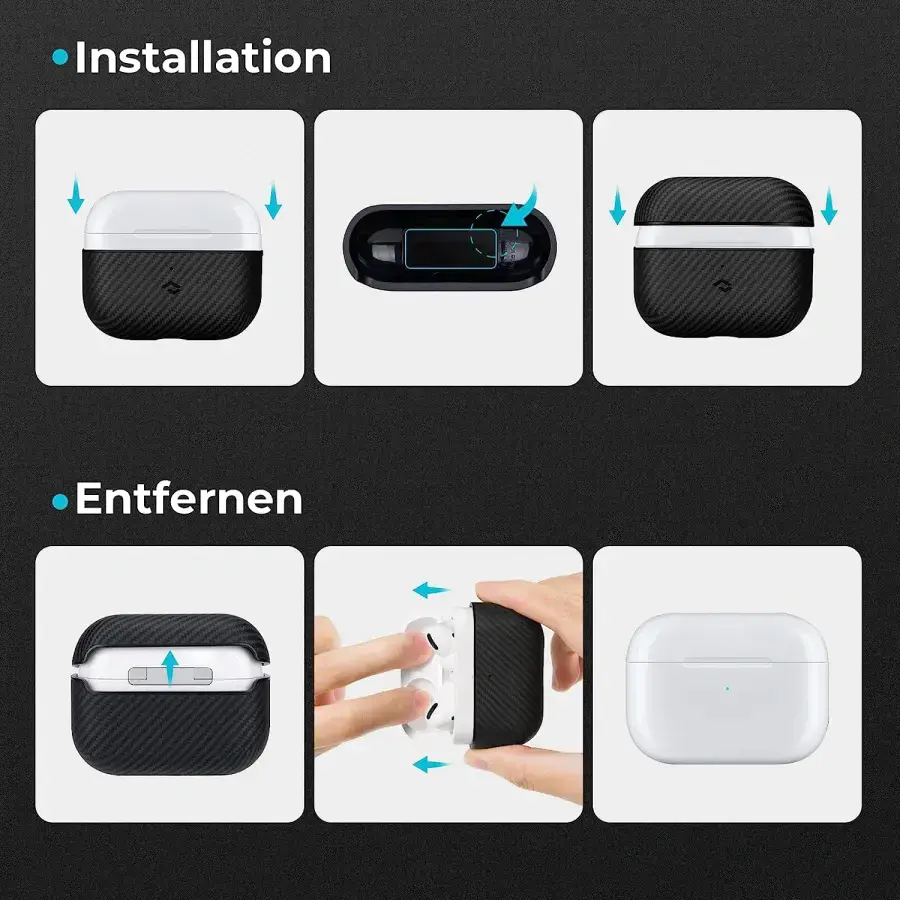 Чехол Pitaka MagEZ Aramid Fiber Case AirPods Pro 2 - 600D Black/Grey [Twill] (APM7001)