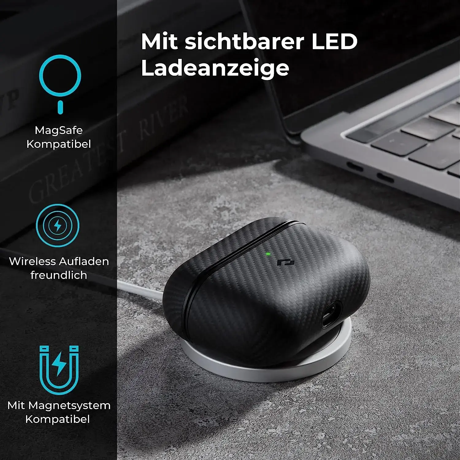 Чехол Pitaka MagEZ Case for Airpods Pro 2nd Gen - Twill Black/Grey (APM7001)