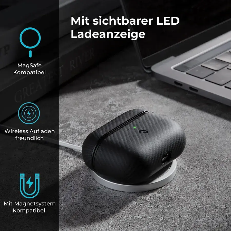 Чехол Pitaka MagEZ Aramid Fiber Case AirPods Pro 2 - 600D Black/Grey [Twill] (APM7001)