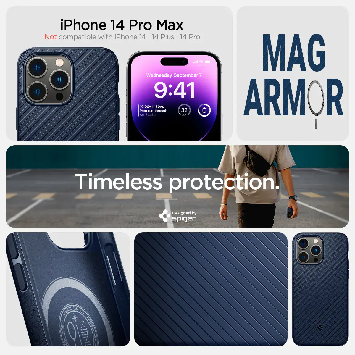 Чохол Spigen iPhone 14 Pro Max Mag Armor - Navy Blue (ACS04845)