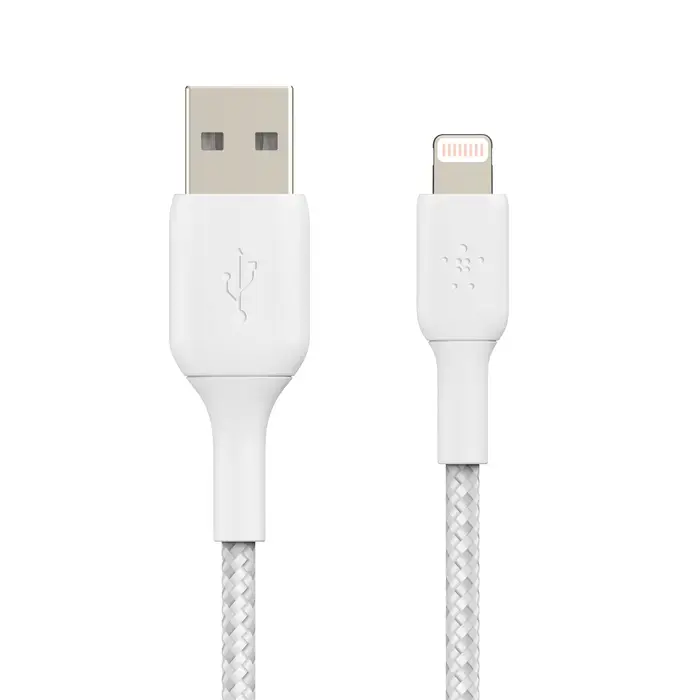 Кабель Belkin BoostCharge Braided Lightning to USB-A Cable 1m White (CAA002bt1MWH)