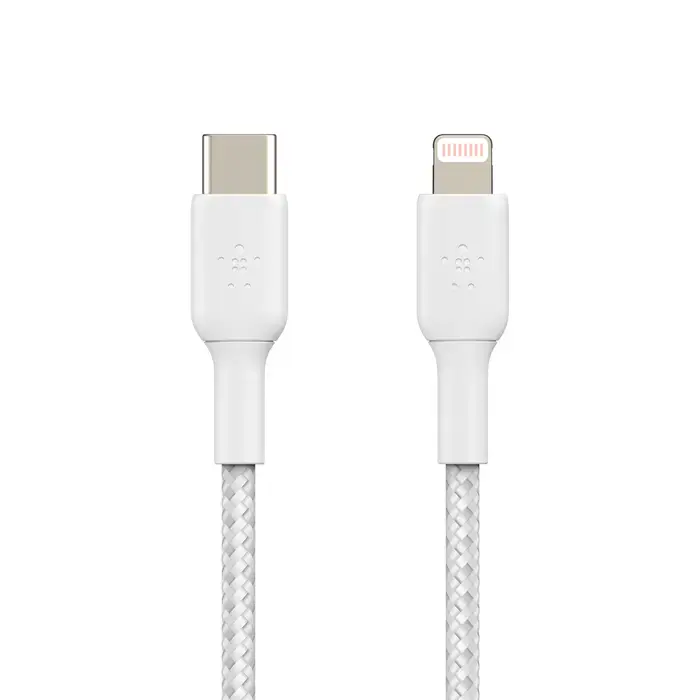 Кабель Belkin BoostCharge Braided USB-C to Lightning Cable 1m White (CAA004bt1MWH)