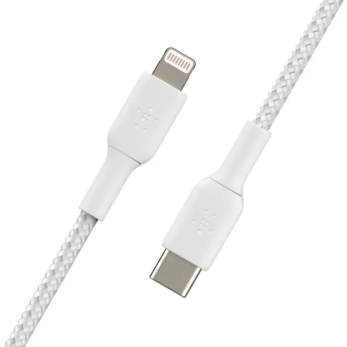 Кабель Belkin BoostCharge Braided USB-C to Lightning Cable 1m White (CAA004bt1MWH)